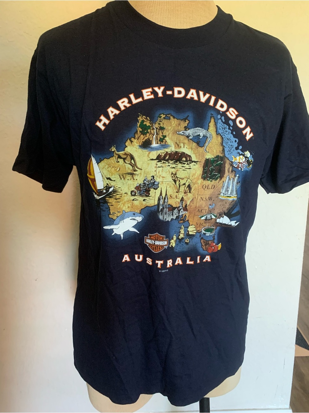 Harley-Davidson Brunswick Australia T-Shirt Black Vintage small